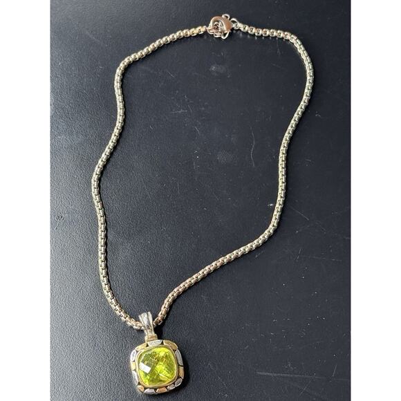 Vintage 2-tone Stunning Green CZ Renaissance Revival Adj. Necklace - Picture 4 of 6